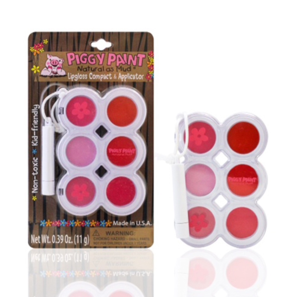 NEW- PIGGY PAINT-l 6 pack lipgloss compact and applicator